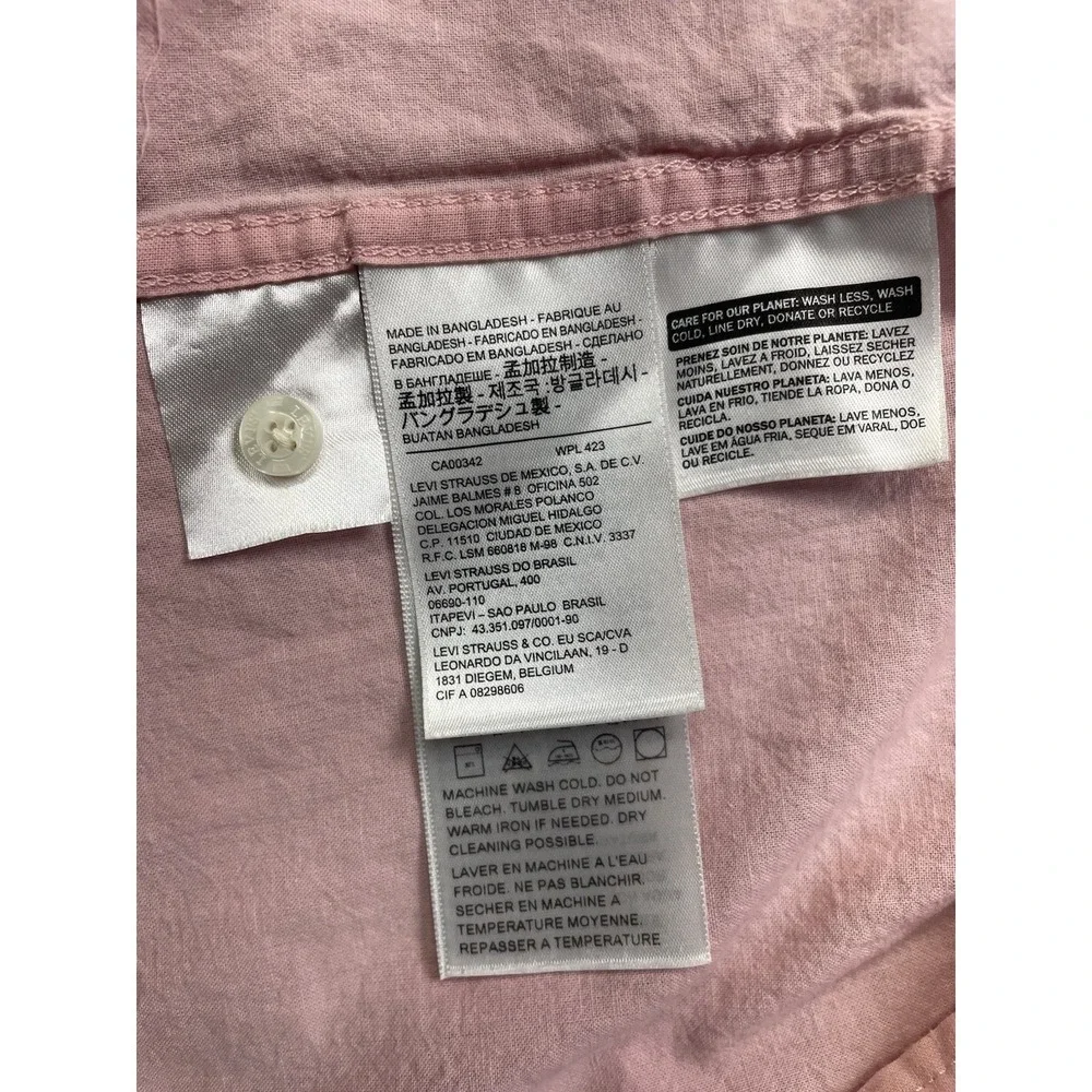 Levi's Pink Mens Button Up Short Sleeve  XXL‎ Linen Blend Beachy Casual
